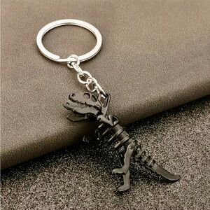 Black Dinosaur Keychain Skeleton T Rex NEW